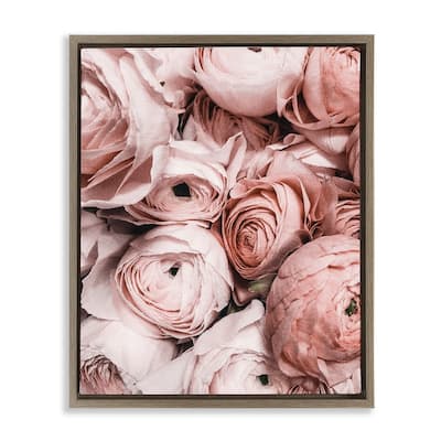 Stupell Pink Muted Peonies Framed Floater Canvas Wall Art Design by Incado