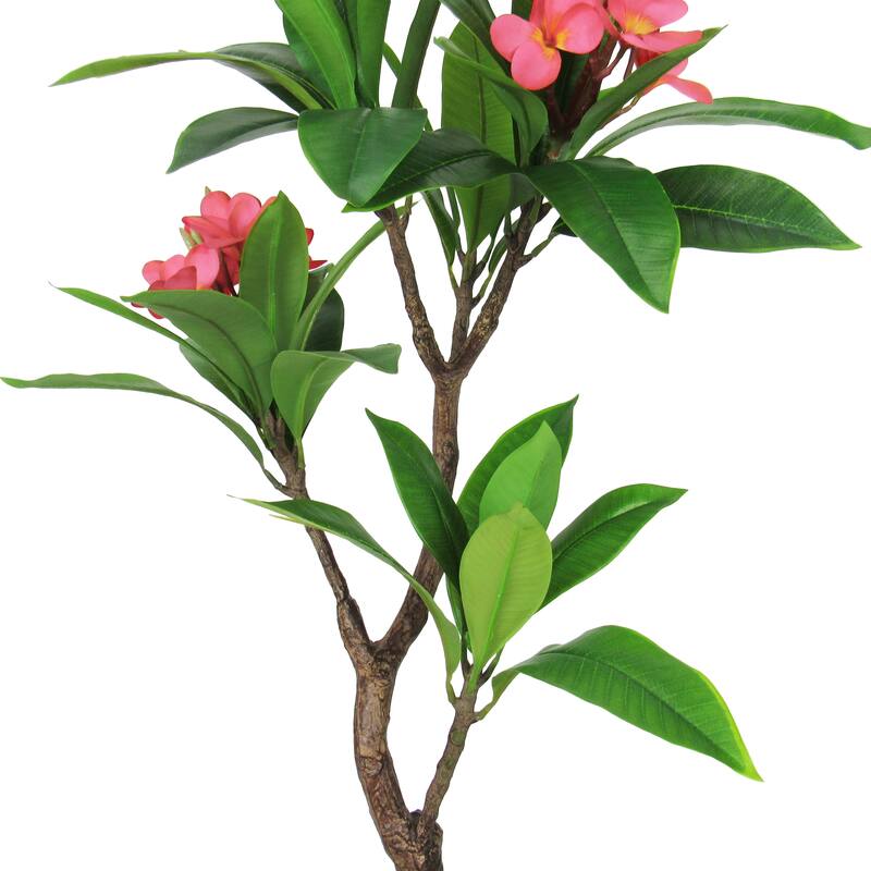 3ft Fuchsia Artificial Plumeria Flower Tree Tropical Plant in Black Pot - 36" H x 20" W x 17" DP