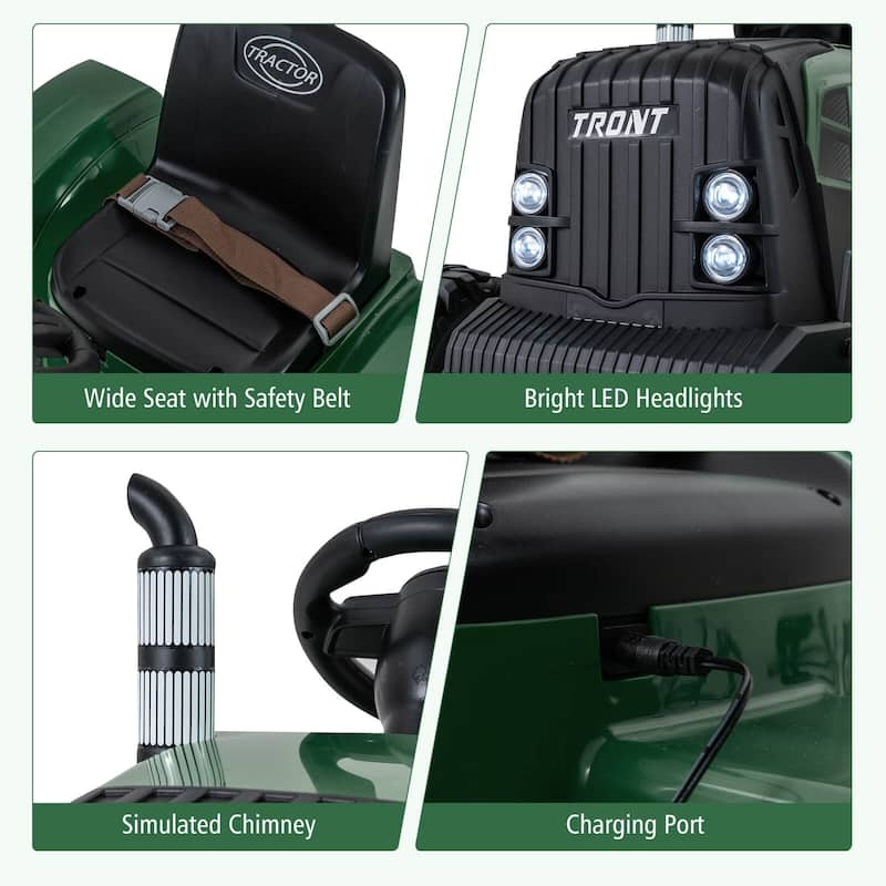 Costway 24V Ride On Tractor for Kids with Detachable Trailer Remote - See Details