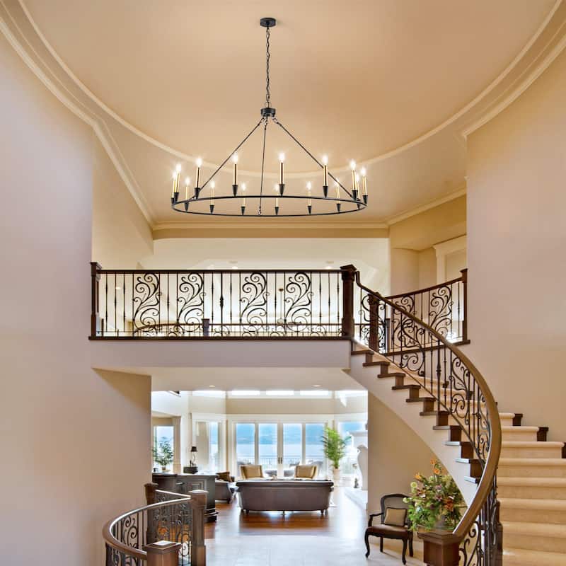 15-Light Wagon Wheel Chandelier Farmhouse Chandelier Traditional Chandelier for Dining Room - 15Light