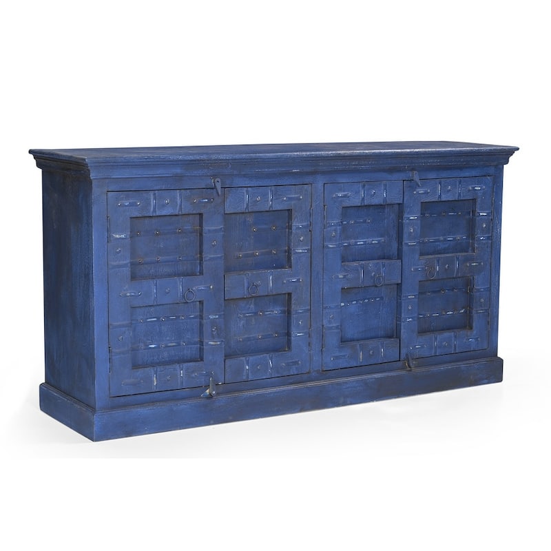 Woodland Blue Wooden Sideboard Buffet Cabinet 72"