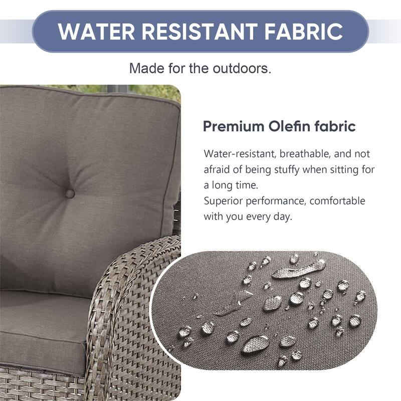 Gymojoy Outdoor Wicker Patio Furniture Loveseat Glider & Chair Set Weather-Resistant