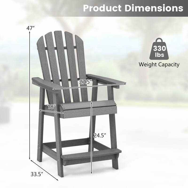 Gymax Tall Bar Stool HDPE Chair w/ Armrest Footrest Home Indoor