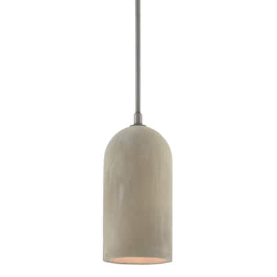 Currey & Company Stonemoss Gray Cylindrical Pendant - 16"h x 6"dia