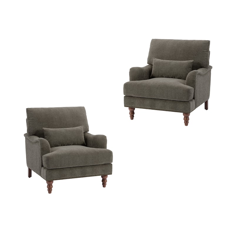 Set of 2 Mid Century Chenille Upholstered Accent Chairs