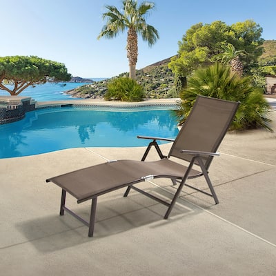 Pellebant Outdoor Folding Adjustable Aluminum Patio Chaise Lounge Chair