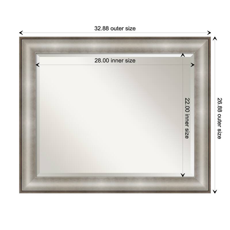 Beveled Wall Mirror - Imperial Pewter Black Frame - 33 x 27-inch - Imperial Silver