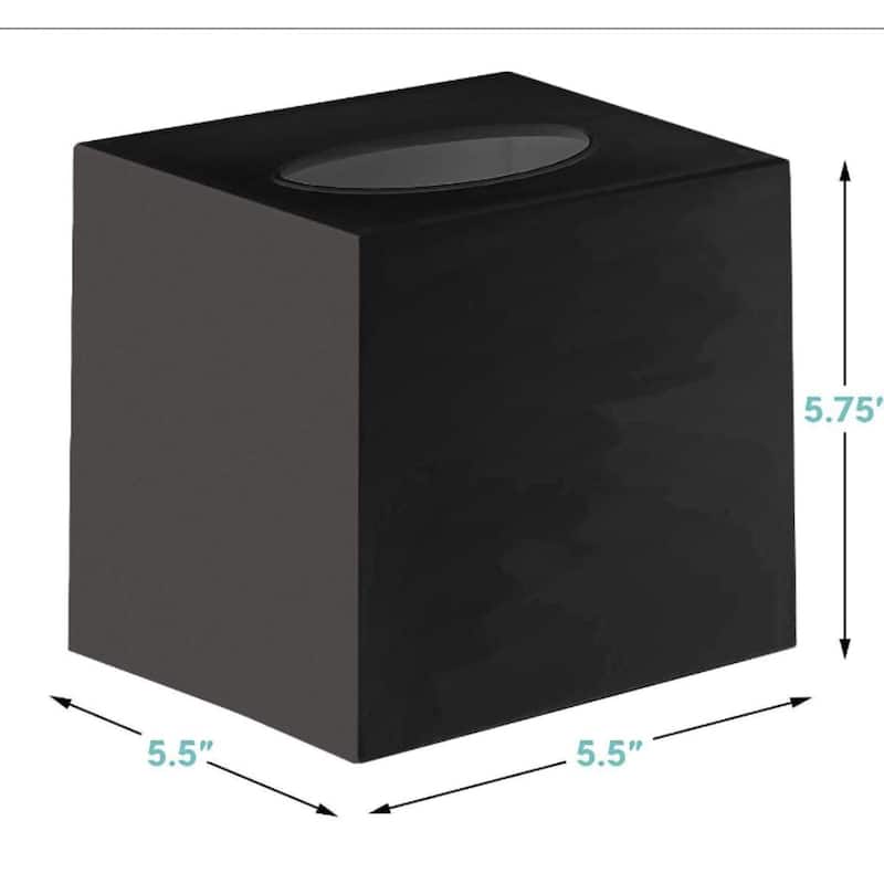 DWËLLZA HOME Square Black Plastic Tissue Box Cover