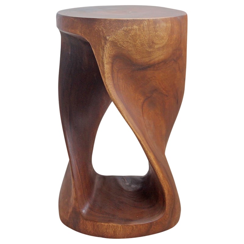 Haussmann® Round Wood Twist Accent Table 14in DIAx23in High Walnut Oil - 14" x 14" x 23"
