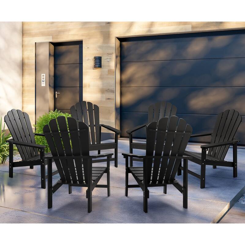 Vrakae 6 Pcs Patio HDPE All-Weather Stacking Adirondack Chair