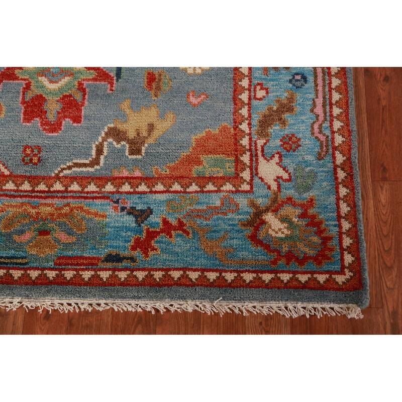Blue Oushak Oriental Rug Hand-Knotted Wool Carpet - 4'1"x 5'11"