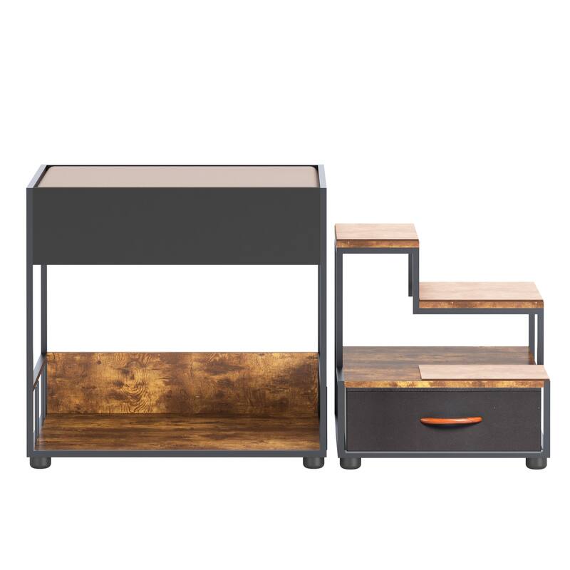 Pet Step Window Perch, for Dogs Bedside Lounge Elevated Dog Bed Multi-Level Platform, Non-Slip Pad and Storage