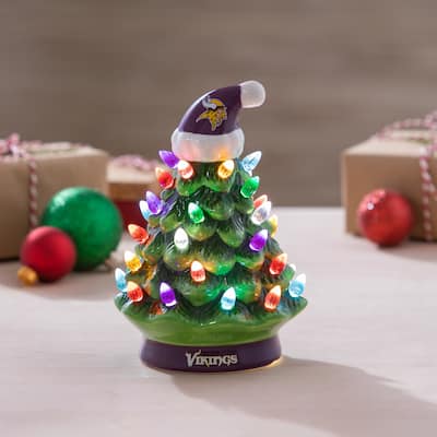 8" LED Ceramic Tabletop Christmas Tree, Minnesota Vikings