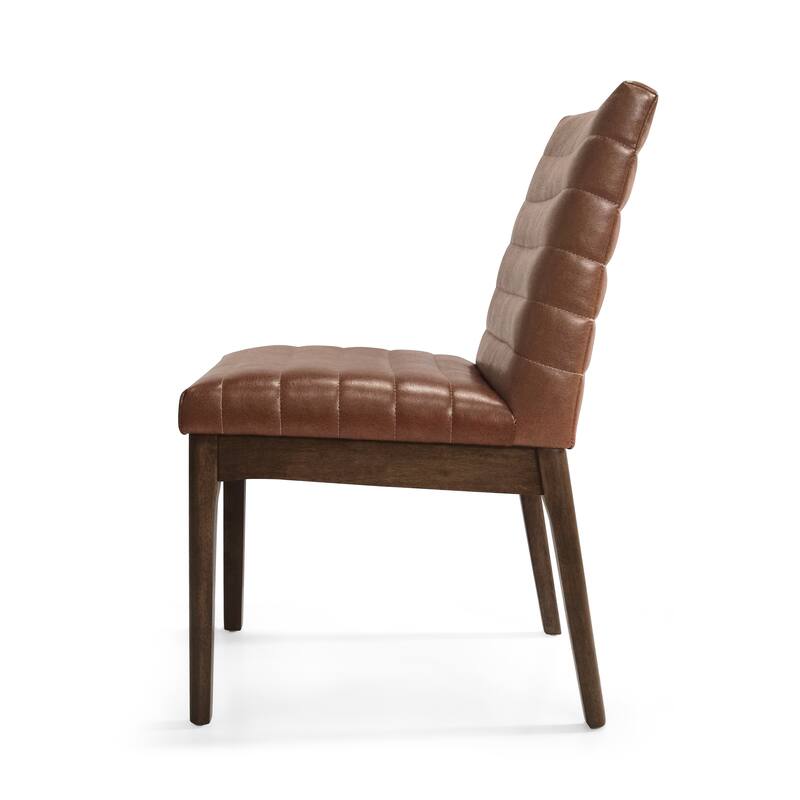 Dining Chairs Set of 2, Mid-century Modern Conference Chair, Brown Living Room Rubberwood Frame Visitor Chair with Splayed Legs