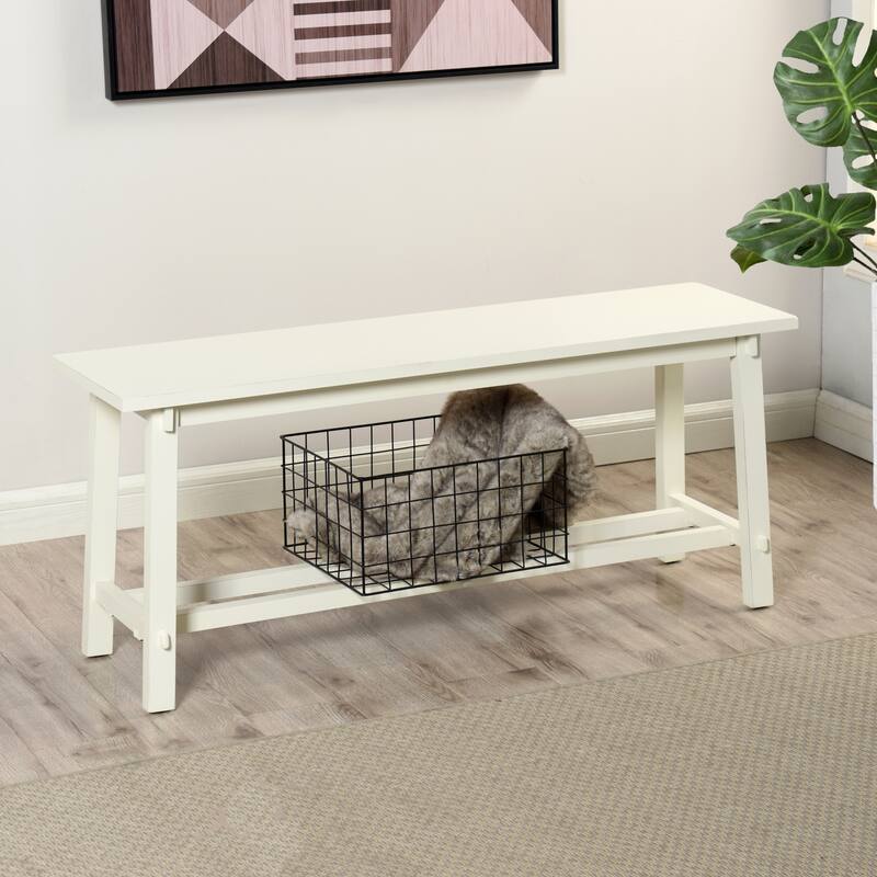 StyleCraft Mabel Slatted Utility Bench - 11.8" D x 42" W x 18" H
