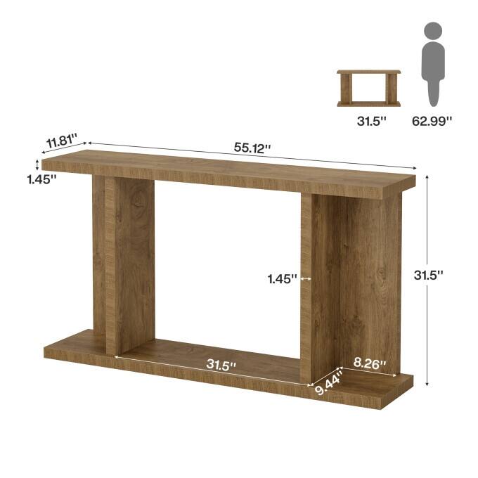 Farmhouse 55-Inch Wood Console Table for Hallway, Living Room, Foyer