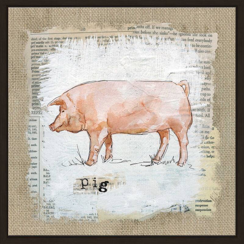 "Burlap Pig" by Carol Robinson Print on Floating Canvas