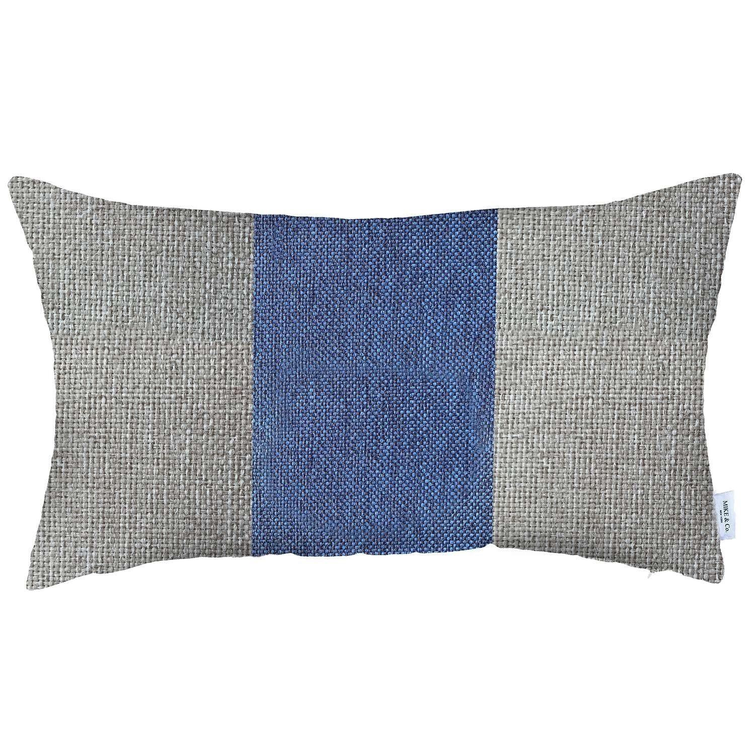 12 X 20 Grey And Blue Geometric Zippered Handmade Polyester Lumbar Pillow  Cover - On Sale - Bed Bath & Beyond - 39515703