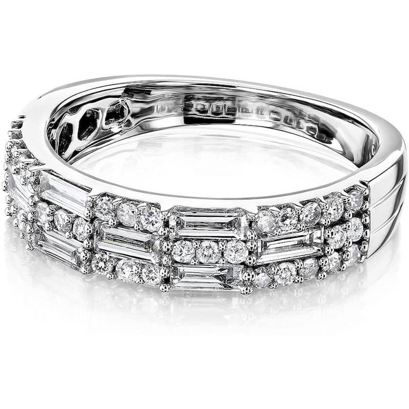 Annello by Kobelli Drusilla 10k White Gold Mixed-cut Diamonds Multi-Row Ring
