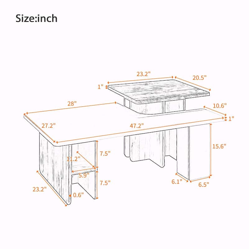 Set of 2 Nesting Coffee Tables, Farmhouse Style