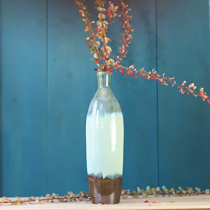 Euro Ceramica Patina 20.5" Stoneware Bottle Vase