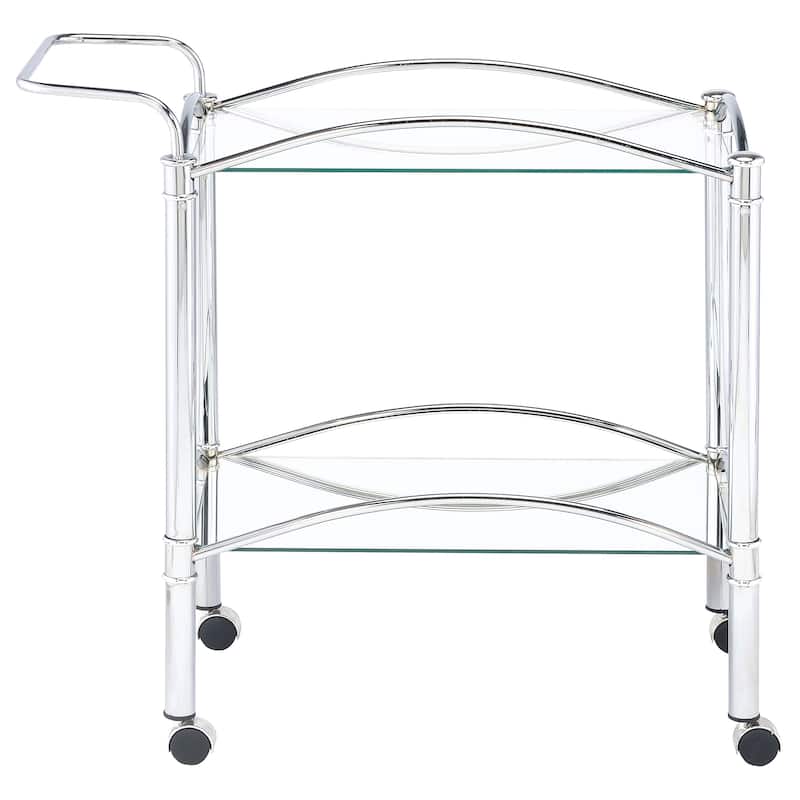 Shadix Chrome 2-tier Rectangular Glass Shelf Metal Bar Cart