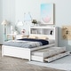 preview thumbnail 2 of 14, Full Size Platform Bed with Trundle, Storage Drawers, USB Ports, and Headboard Shelves in White