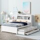 preview thumbnail 2 of 12, Full Size Platform Bed with Trundle and Underneath Drawers, Wooden Bed Frame with Storage Headboard and USB Plugs