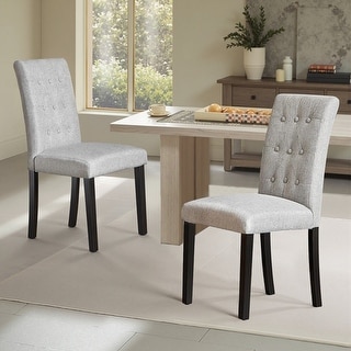 Tufted Dining Room Chairs Set of 2, Parsons Diner Chairs Upholstered Side Kitchen Chairs with Solid Wood Legs and Padded Seat