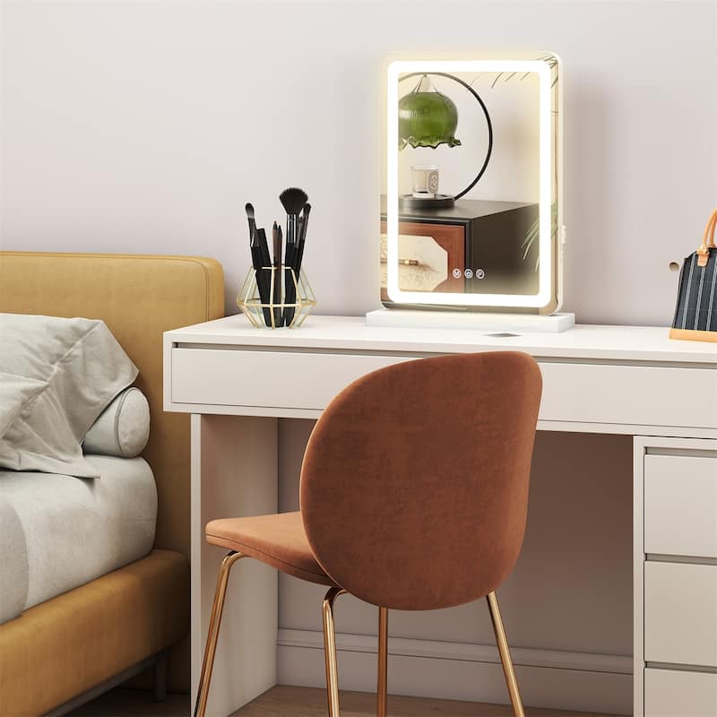 Lighted Makeup Mirror, Hollywood Vanity Mirror with Led Lights, Three Color Lighting Modes, Smart Touch Control Mirrors