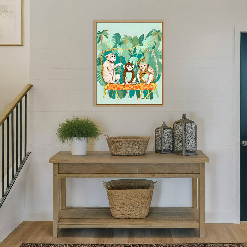 Monkey Play Date by Uma Gokhale Framed Canvas Wall Art
