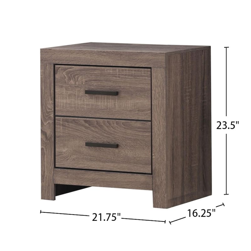 2 Drawers Wooden Nightstand in Barrel Oak