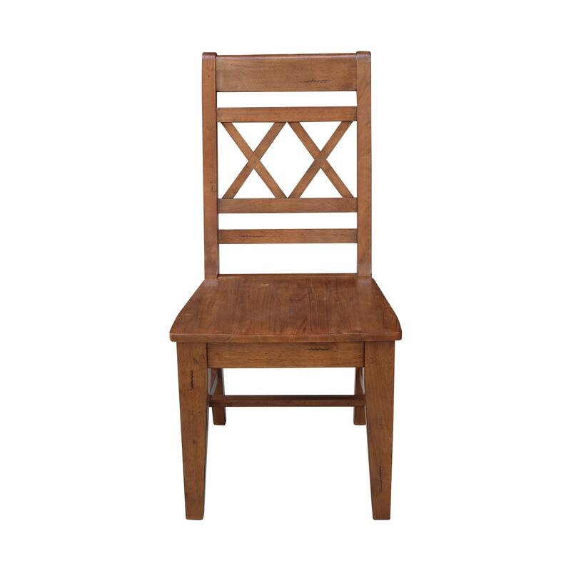 Solid Wood Double X-Back Dining Chairs, Set of 2
