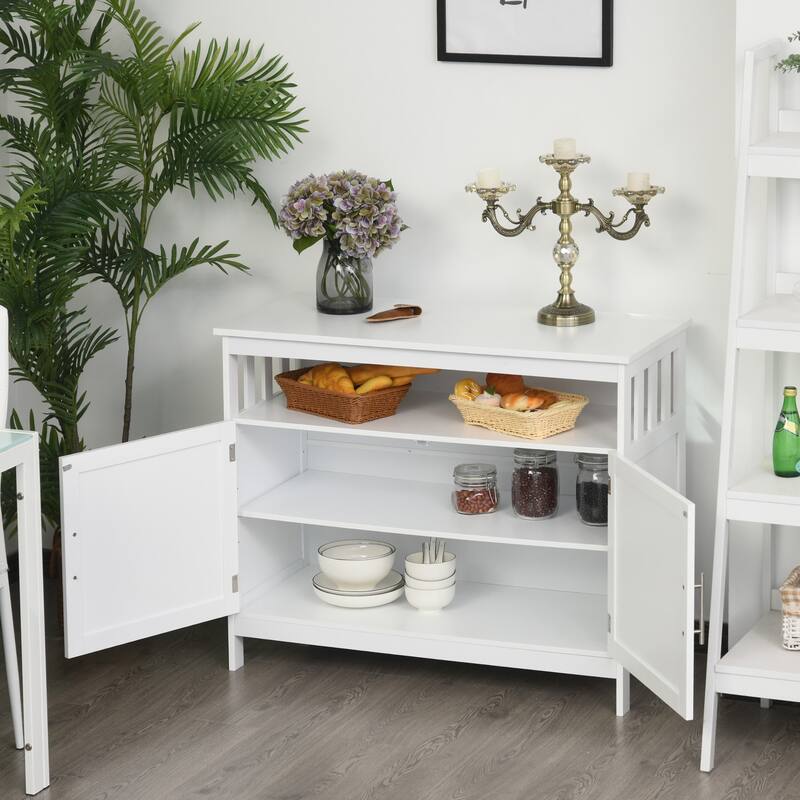 HOMCOM Kitchen Console Table, Buffet Sideboard, Wooden Storage Table with 2-Level Cabinet and Open Space