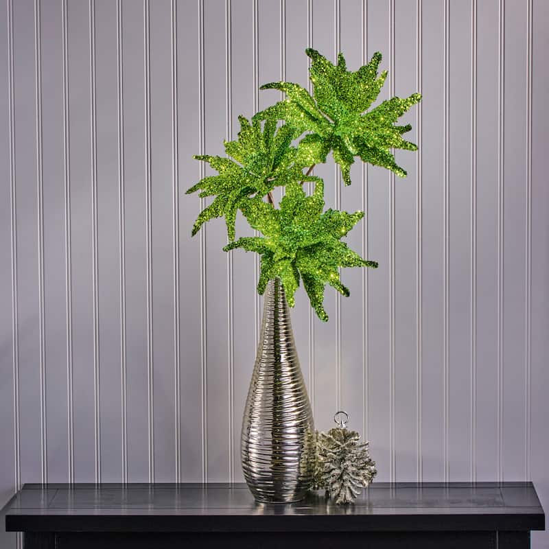22" Sequin Glitter Poinsettia Stem