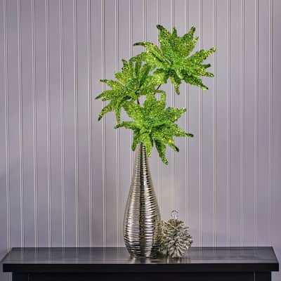 22" Sequin Glitter Poinsettia Stem