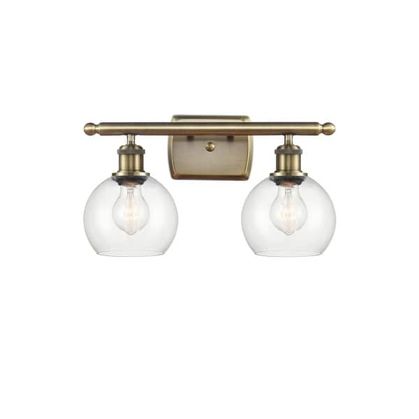 slide 2 of 47, Innovations Lighting Athens 2 Light 16" Bath Vanity Light Antique Brass/Clear
