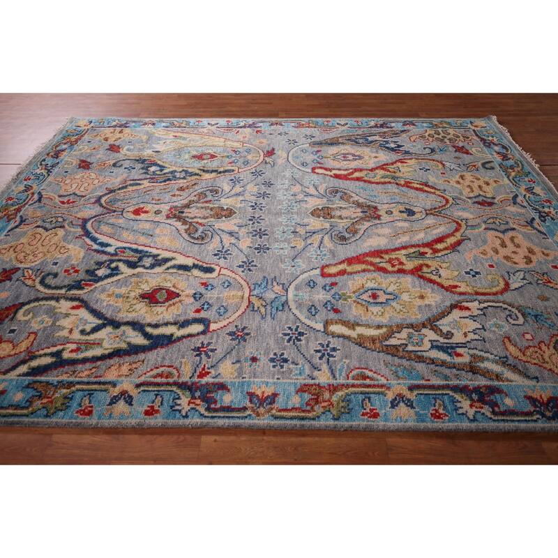 Oushak Indian Area Rug Handmade Wool Carpet - 8'1"x 9'7"