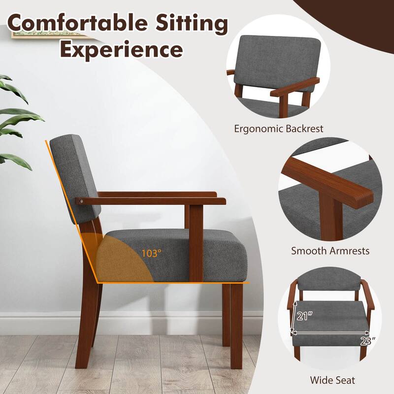 Costway Mid-Century Linen Accent Chair Living Room Chair with Soft - See Details