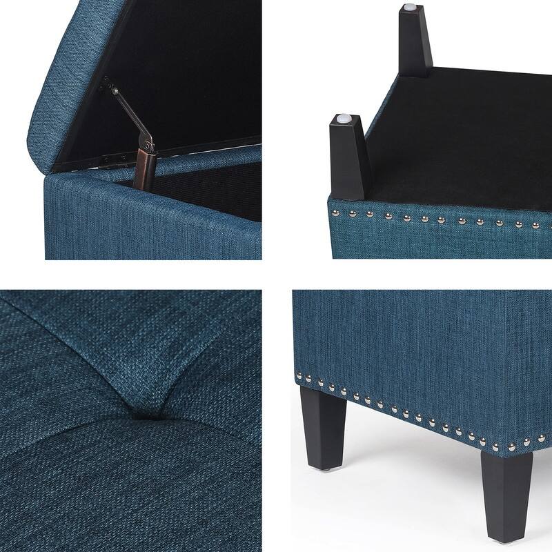 Adeco Storage Ottoman Bench 41" Tufted Fabric Footrest