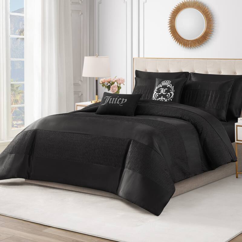 Juicy Couture Glam Night Black Stripe Comforter Bedding Set