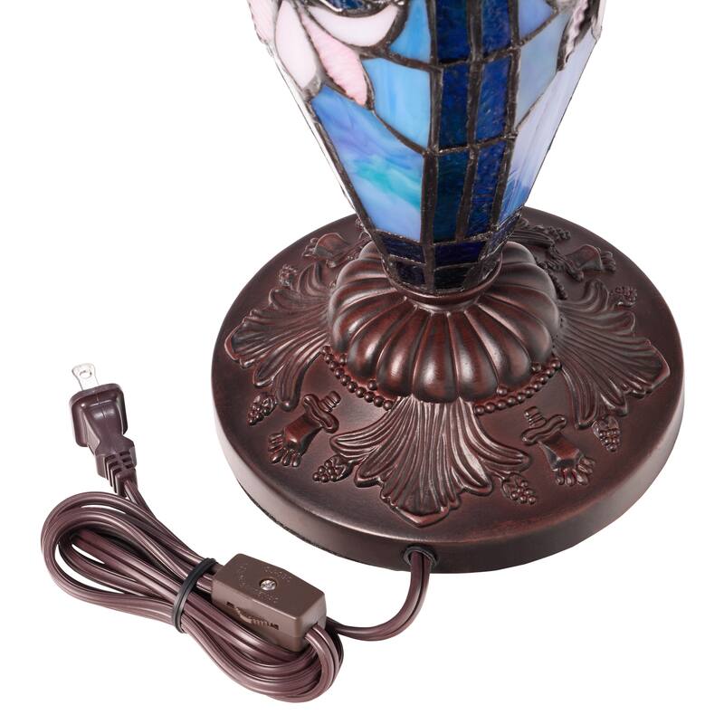 Winslow River of Goods Victorian Double Lit Stained Glass Dome Shade 24.5-Inch Table Lamp - 17.25" x 17.25" x 24.5"