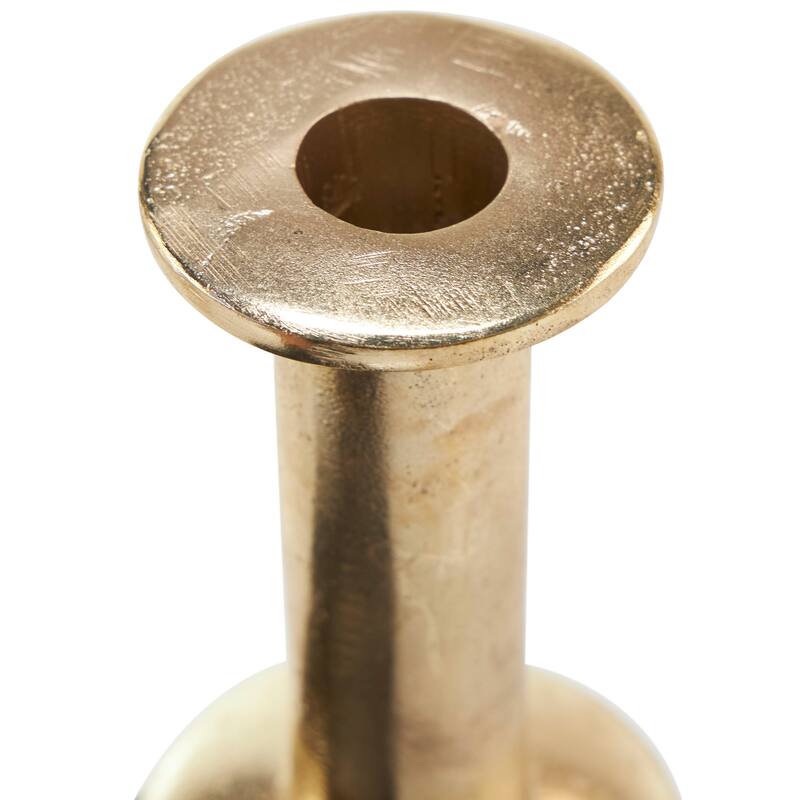 Gold or Silver Aluminum Metal Candle Holder with Rounded Bases (Set of 2)