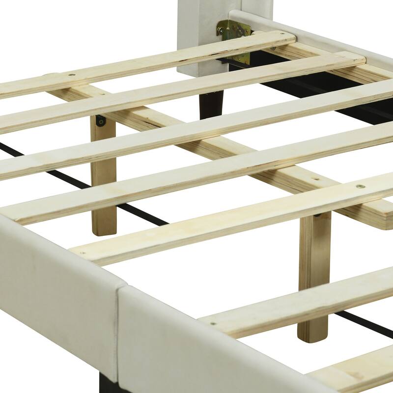 Twin/Full/Queen Size Velvet Upholstered Platform Bed Frame with Headboard and Wooden Slats Support, No Box Spring Needed