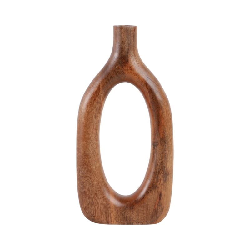 Mango Wood Sculptural Vase Decorative Handcrafted Eye-Catching Form