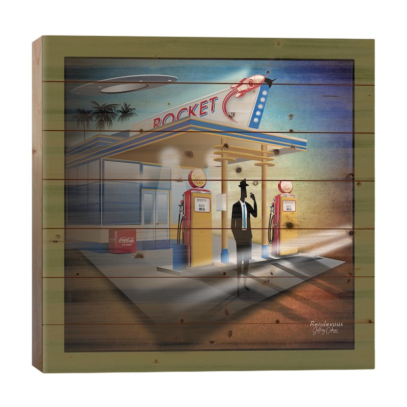 Rendevous Print On Wood by Jeffrey Coleson - Multi-Color - 26x26x1.5