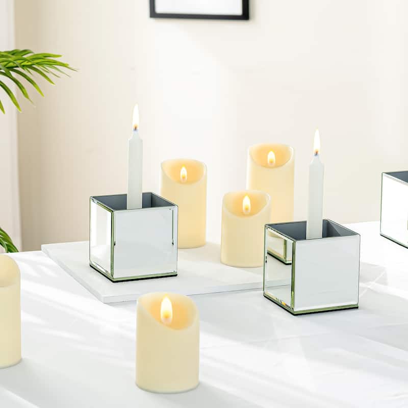Set of 6 Modern Mirrored Cube Vases