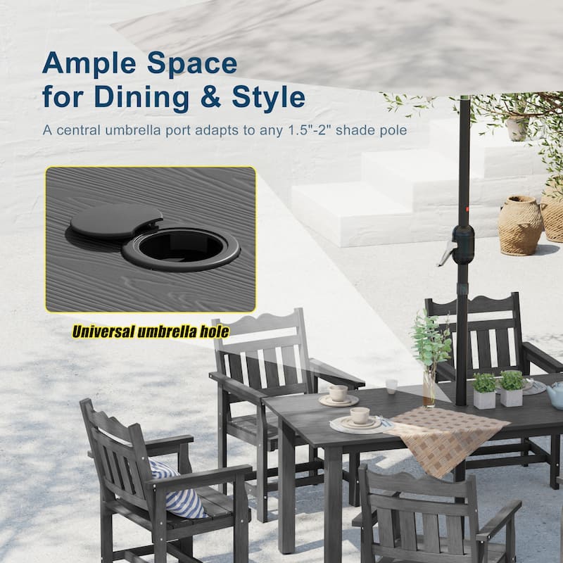 HIPS Outdoor Dining Set, Ergonomic Patio Chairs and Table(Set of 7)