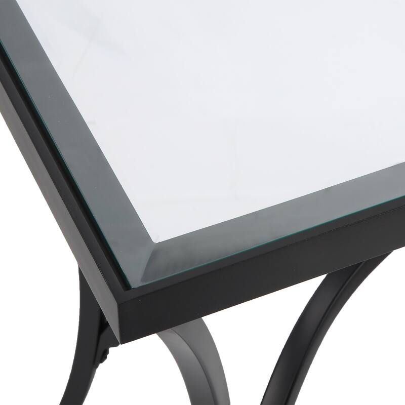 Tempered Glass End Table - 24" - Black and Clear