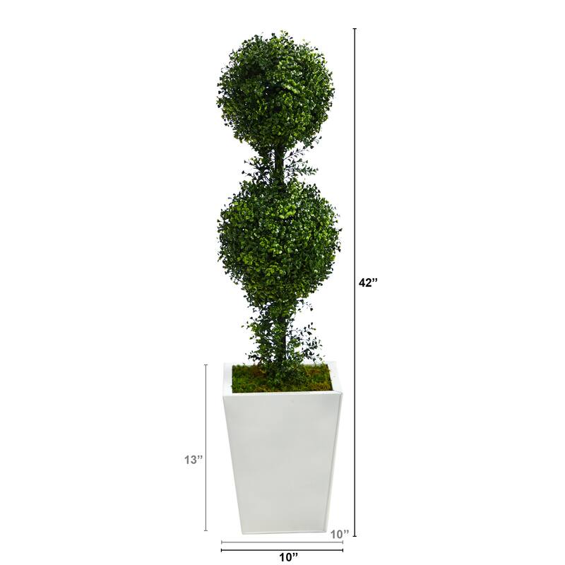 3.5' Boxwood Double Ball Topiary Artificial Tree in Planter - 15"
